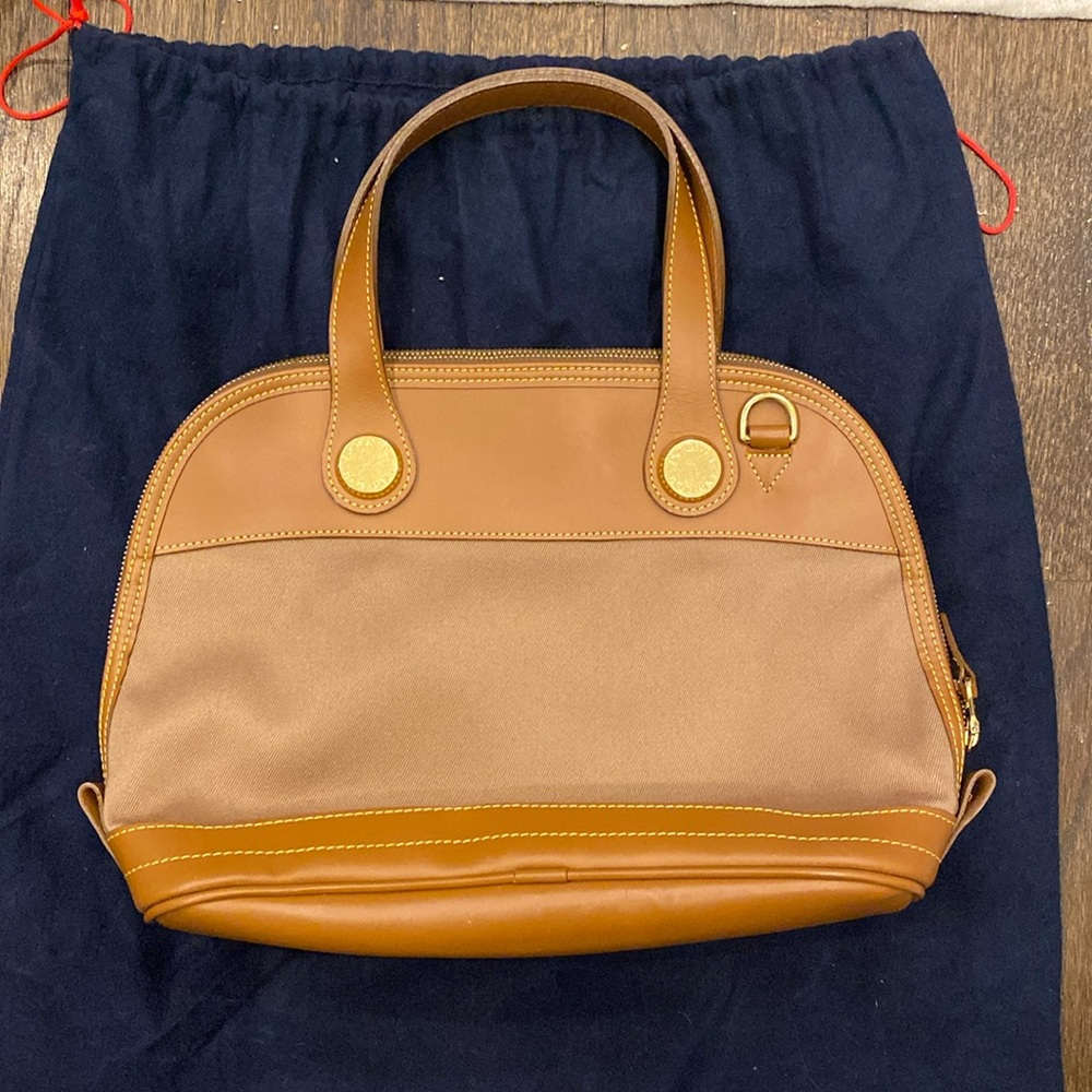 Dooney and Bourke vintage canvas bag with leather trim